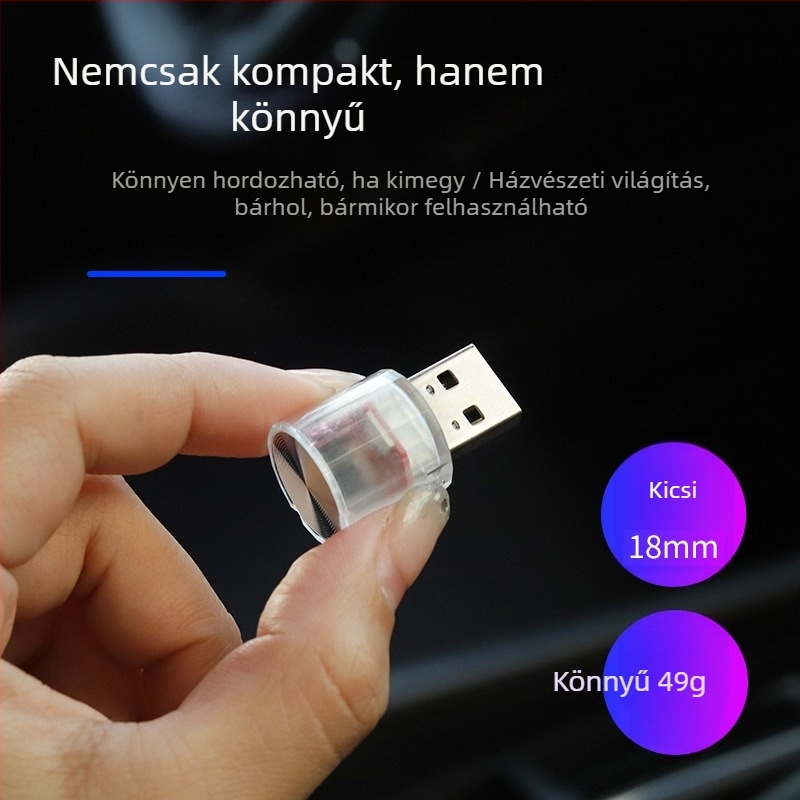 Autó belső LED atmoszferikus világítási készlet USB táplálású, vezeték nélküli, modell 7y0l, Ló éve témája