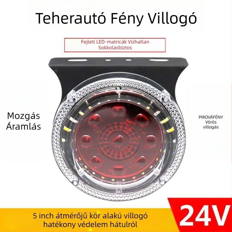 Teherautó LED stroboszkóp lámpa - vízálló figyelmeztető fény vontatott járműhöz, ütközés elleni, modell rT3vq