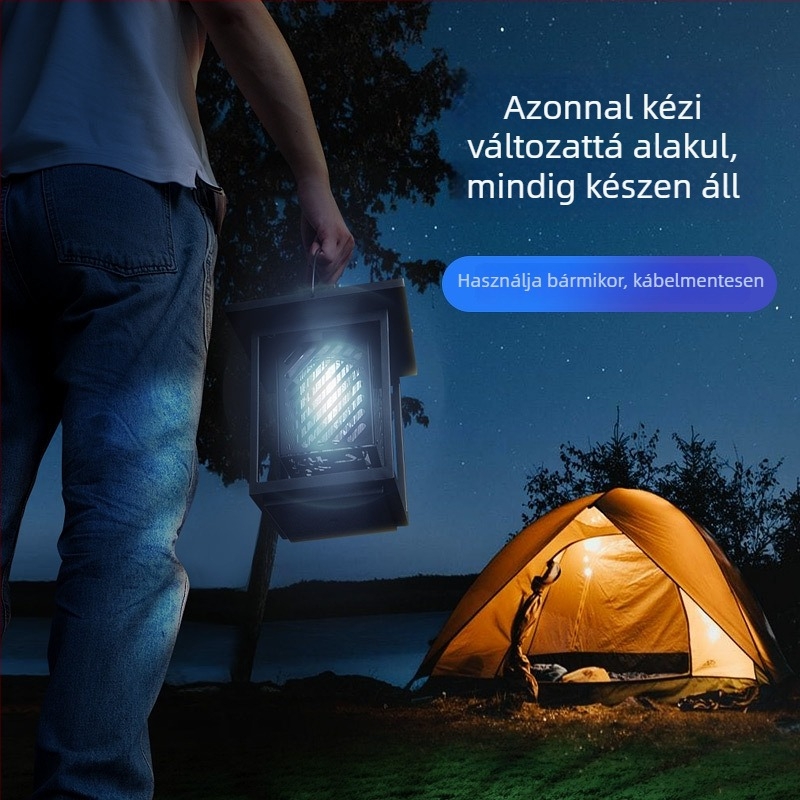 Napelemes szúnyogriasztó lámpa LED-del, 0–180° forgatható, 61 m² feletti lefedettség, beépített 5001 mAh akkumulátor