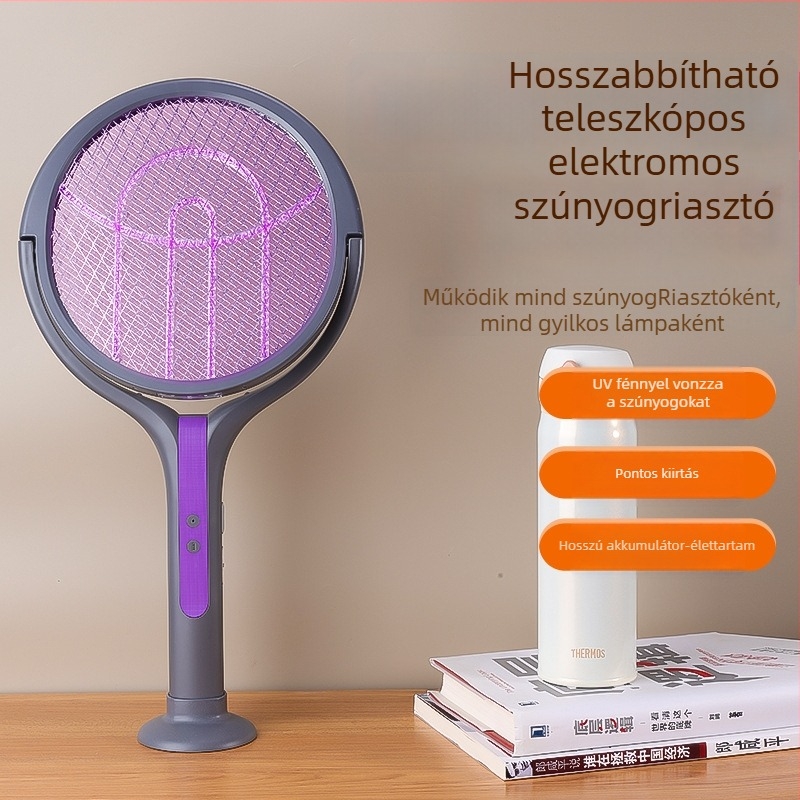 Újratölthető, kihúzható, összecsukható elektromos szúnyogriasztó vízálló dizájnnal (UV-lámpa; alumínium háló; lefedettség 11-20 m²; töltés 3-5 óra; üzemidő 6-8 óra)