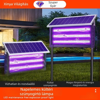 Napelemes szúnyogirtó lámpa kültéri használatra, modell MWD-tyn-H, feszültség 240 V, kör-négyzet alakú dizájn, márka Xinya