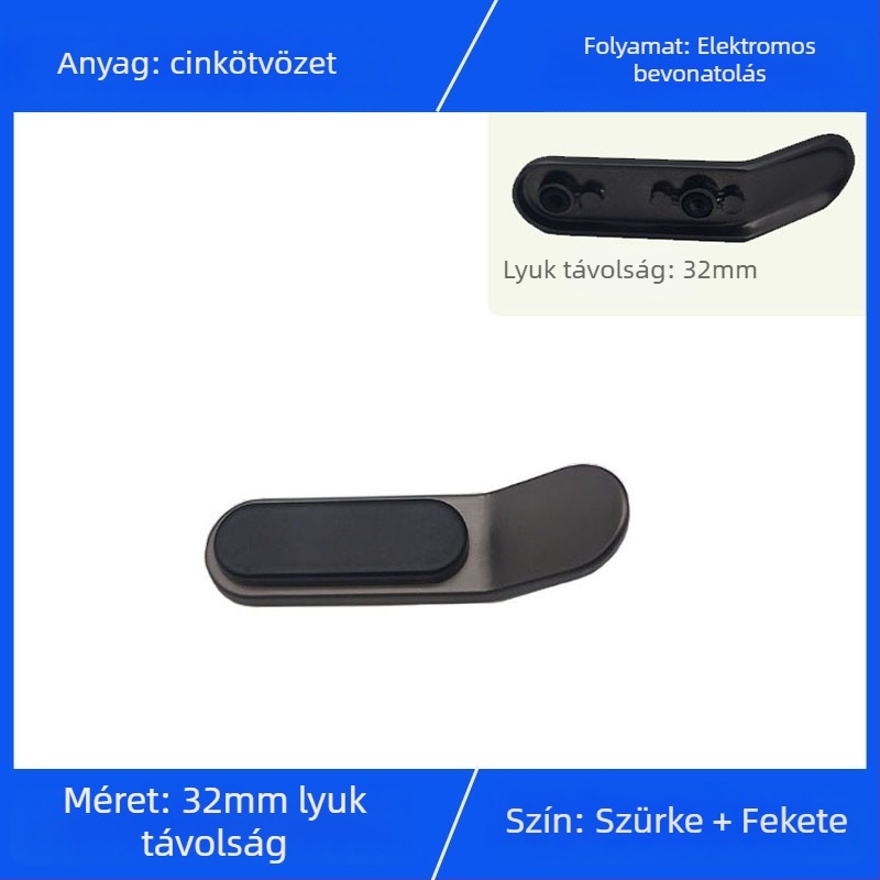 Hüvelykujjas fogantyú szekrényekhez и és fiókokhoz, cinkötvözet, elektroplakálás, skandináv modern minimalist stílus