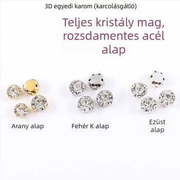 3D kézzel varrt kristály, egyetlen karmokkal, D-típusú anti-snag vonal, prong-set kristály DIY menyasszonyi ruhához, ruházati kellékek