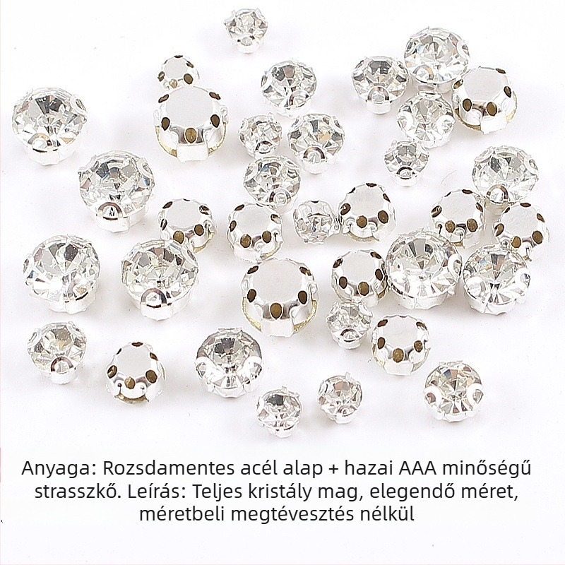 3D kézzel varrt kristály, egyetlen karmokkal, D-típusú anti-snag vonal, prong-set kristály DIY menyasszonyi ruhához, ruházati kellékek