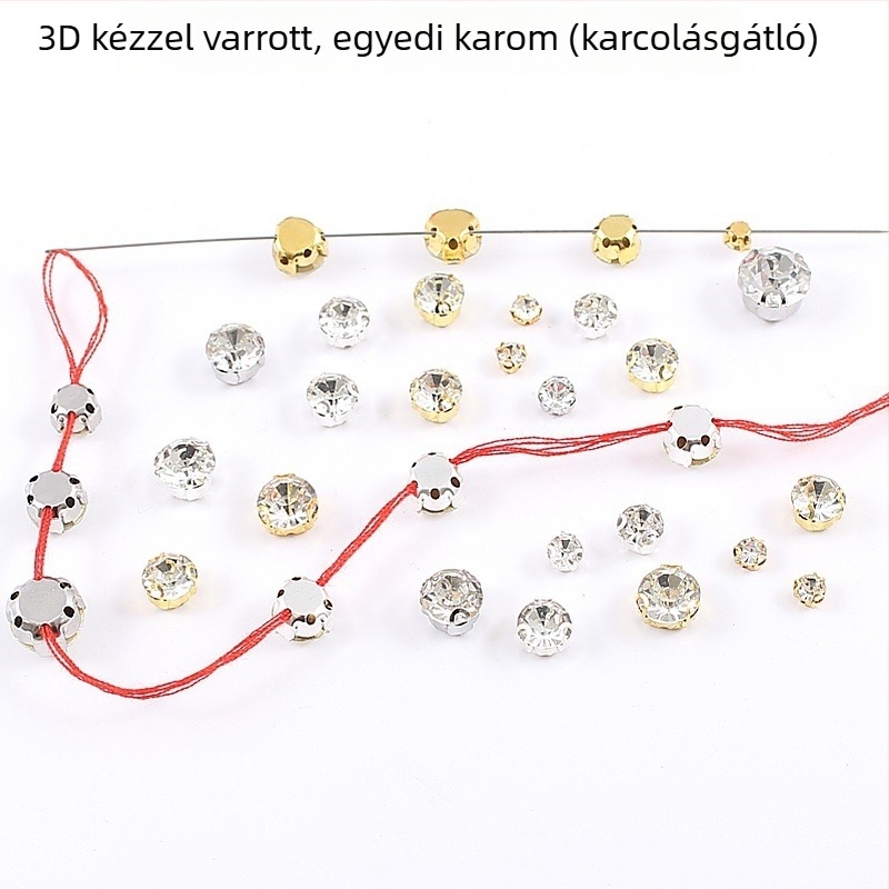 3D kézzel varrt kristály, egyetlen karmokkal, D-típusú anti-snag vonal, prong-set kristály DIY menyasszonyi ruhához, ruházati kellékek