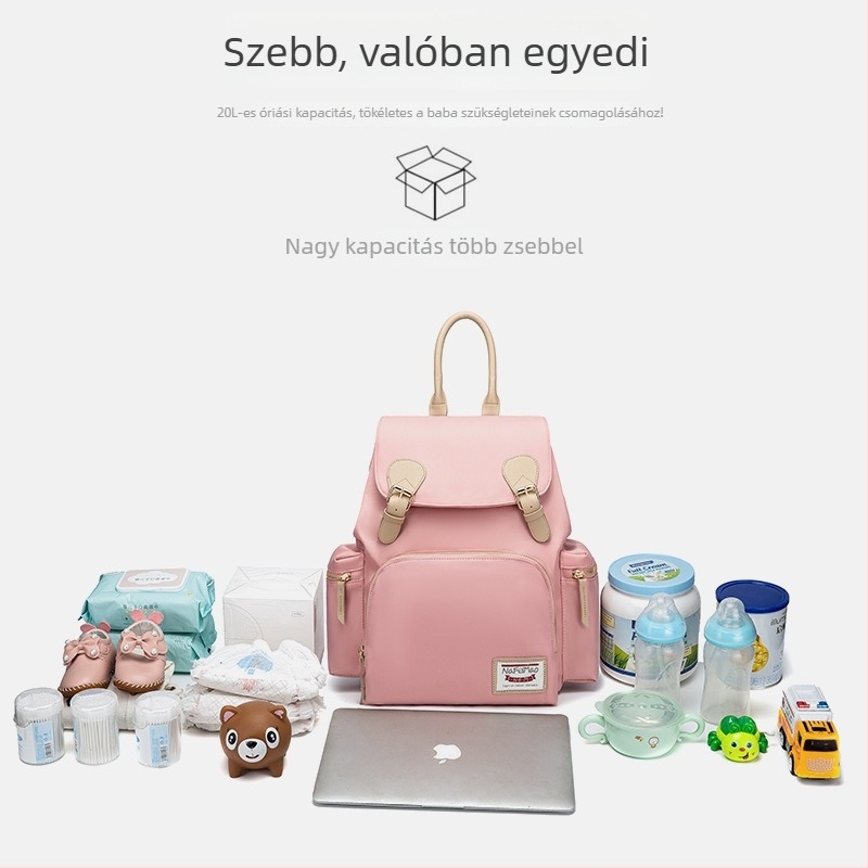 Új anyuka hátizsák – multifunkcionális, könnyű, hordozható pelenkás táska anyának és babának (Nylon; egyszínű mintázat; poliészter bélés; Márka: Nffy cat)