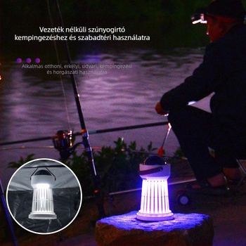 Otthoni függő szúnyogriasztó lámpa – nagy méretű kültéri, multifunkcionális éjszakai fény és szúnyogriasztó, kettő az egyben, beépített akkumulátor