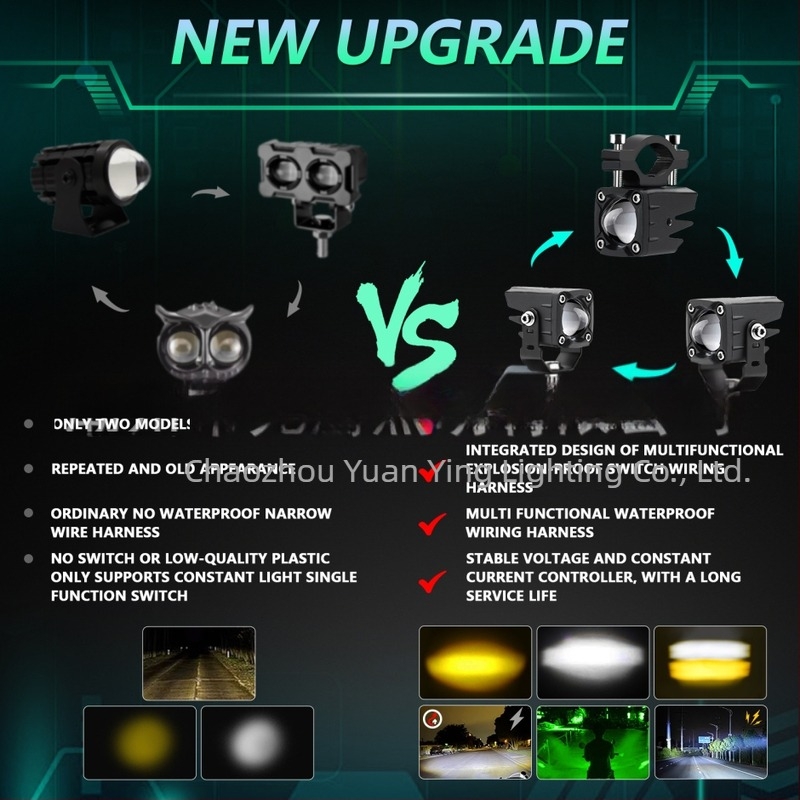 LED motorkerékpár reflektor repülőgép-alumínium tokozású testtel, kupa alakú reflektorkopó, LED fényforrás, modell G0094.