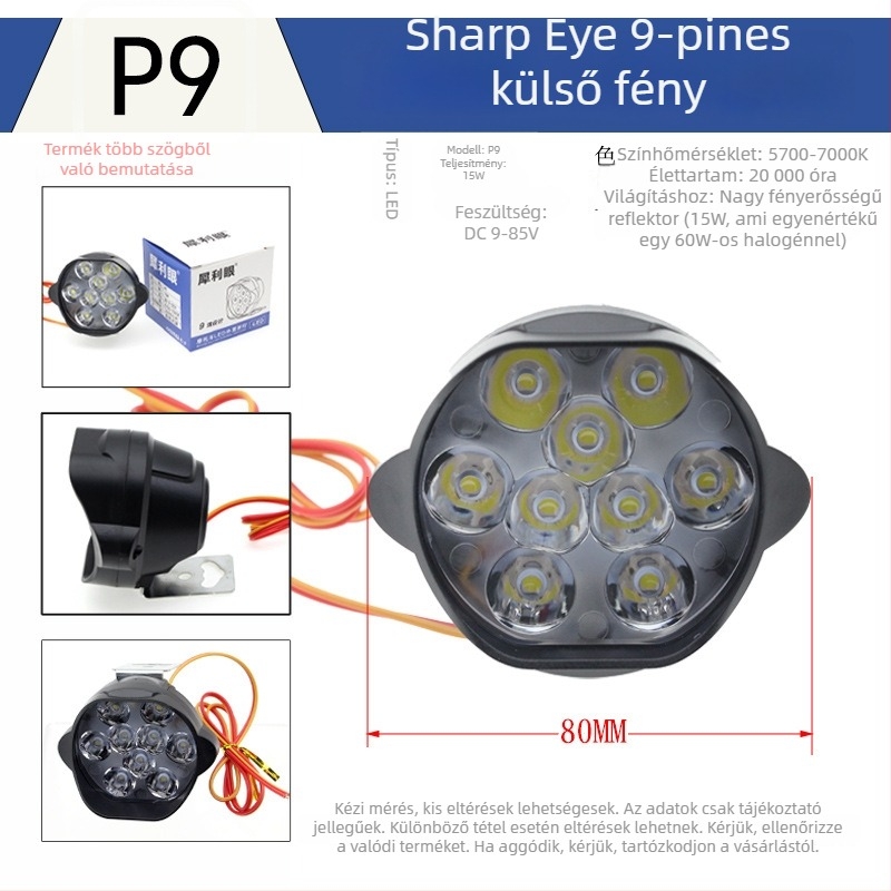 LED első fényszóró, nagy fényerejű spot, ABS ház, 12V, elektromos járművek és motorkerékpárok számára