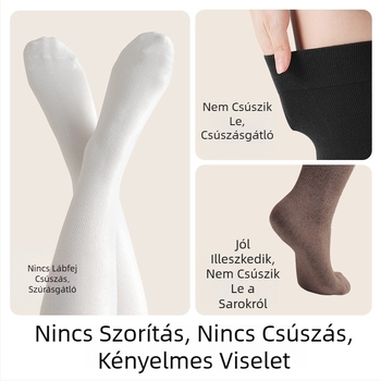 Nagy méretű női térd fölé érő zokni, vastag pamutból, csúszásmentes, őszi–téli szezonra, hosszú cső