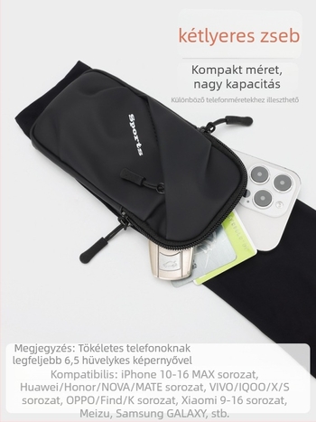 Karra helyezhető telefonos táska futáshoz és kerékpározáshoz, lélegző ultrakönnyű, uniszex kiegészítő, telefonnal zsebbel, Oxford szövet