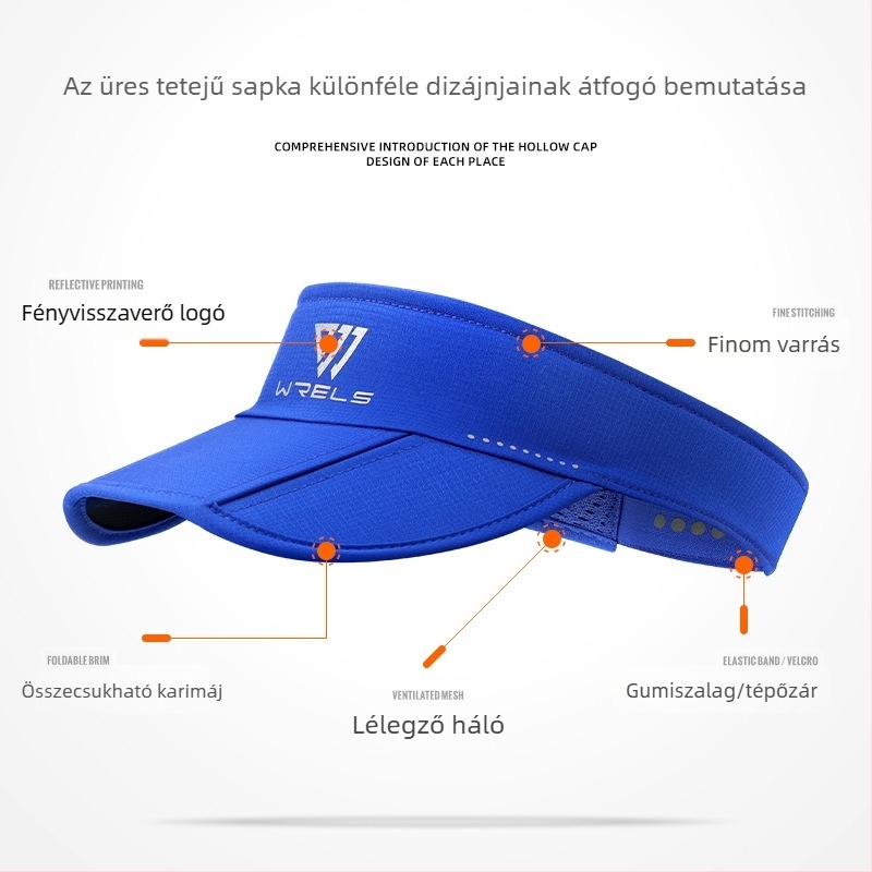 WRELS nyitott koronájú sportsapka – UV-védelem, összecsukható futó sapka, kültéri teniszezéshez, uniszex