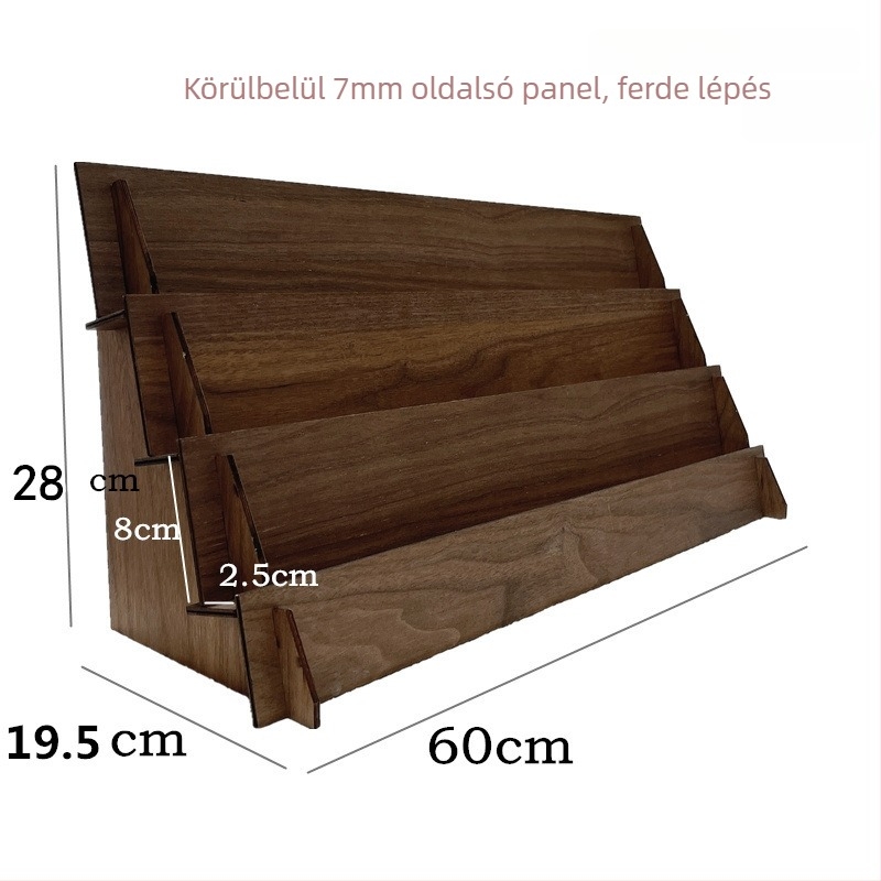 Fából készült ékszerkijelző állvány, 3 szintes asztali állvány, modern minimalista stílus, többfunkciós