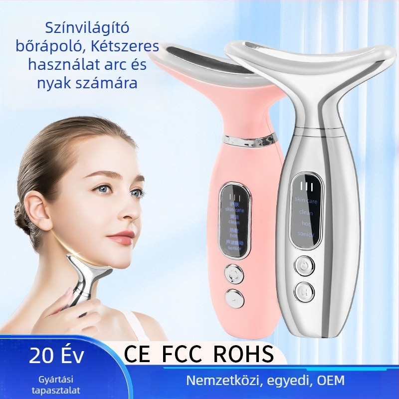 Nyak kozmetikai eszköz EMS mikroárammal és színes fénnyel — ránctalanítás, bőrfelújítás, beépített 500–800 mAh akkumulátor