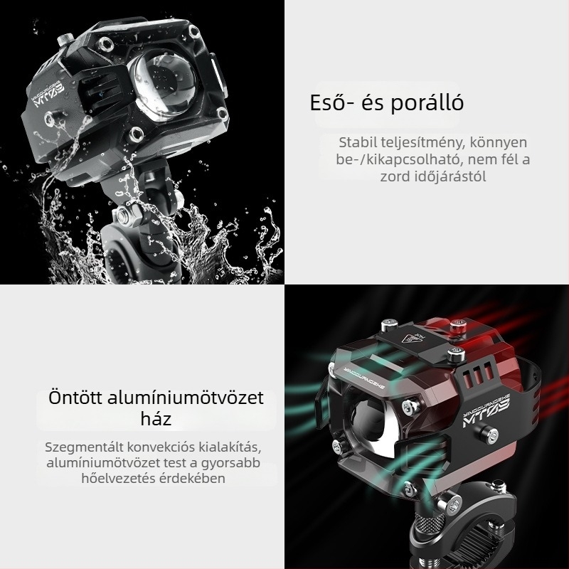 LED spotlámpa autókhoz és motorkerékpárokhoz - négylevelű lóhere dizájnú, négyzetes, kétszínű munka lámpa