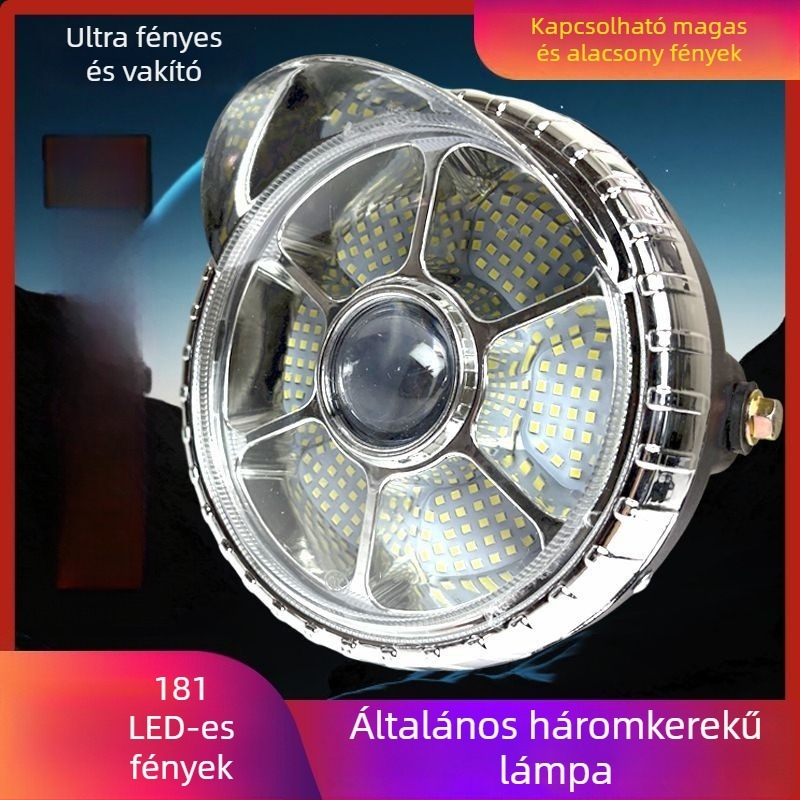 LED elsőfényszóró motorkerékpár/triciklihez, rendkívül fényes, vízálló, univerzális illeszkedés, Feszültség: 8V