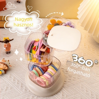 Ékszer tároló doboz, négy rétegű forgó, átlátszó asztali rendező, porálló, hordozható, többfunkciós