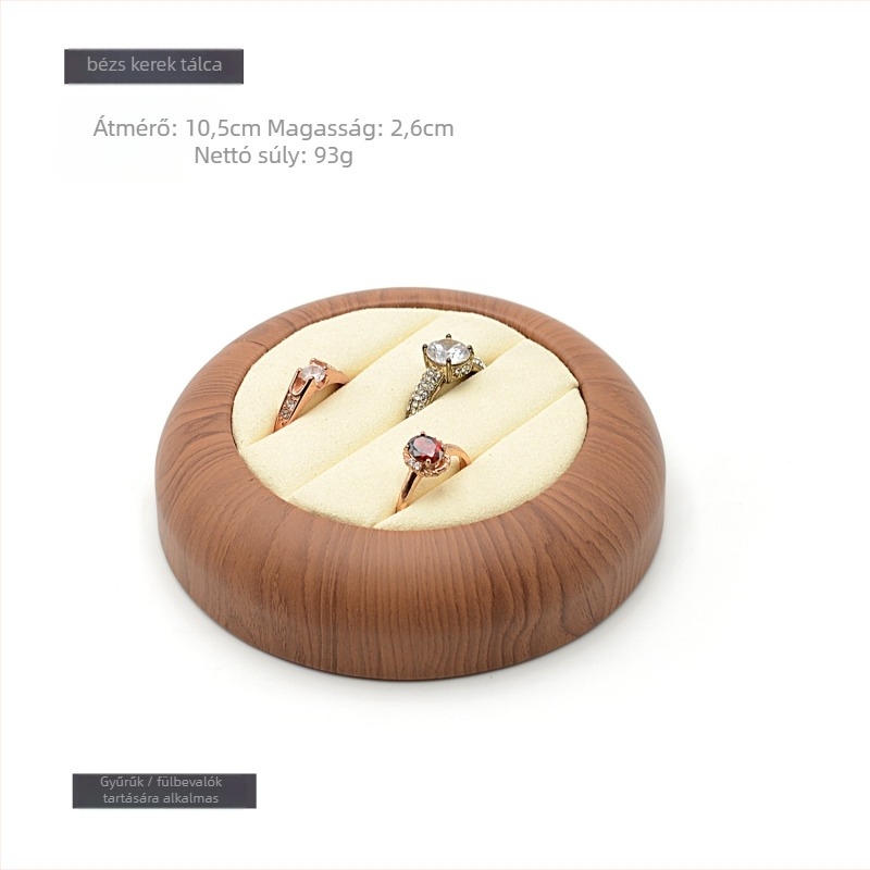 Bőrből készült ékszerkijelző tál, kerek, antik stílus, 2024 tavasz