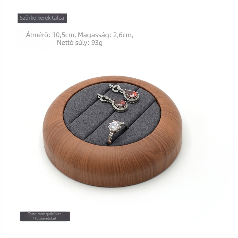 Bőrből készült ékszerkijelző tál, kerek, antik stílus, 2024 tavasz