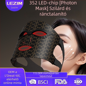 Arcmaszk készülék - V-arc szilikon arcmaszk, fehérítés és színes LED terápia, beépített 2000–4000 mAh akkumulátor, IPX6 vízálló, anyag: szilikon + ABS műanyag