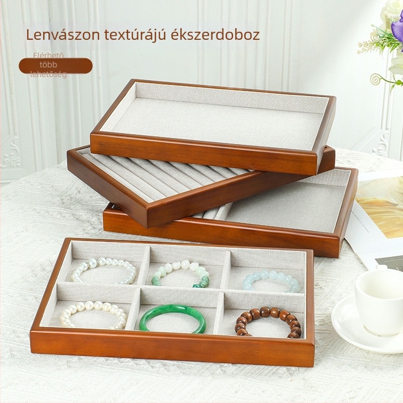 Fából készült ékszer tároló tálca, téglalap alakú, egyrészes kialakítás, splicing kivitelezés, márka Show Strength
