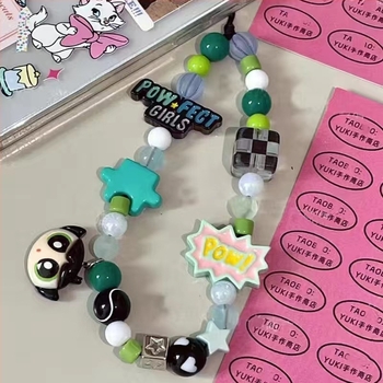 Mobiltelefon nyakpánt gyöngyökkel, PVC anyagból, kézzel készített, nylon zsinór, műanyag csattal, személyre szabás elérhető