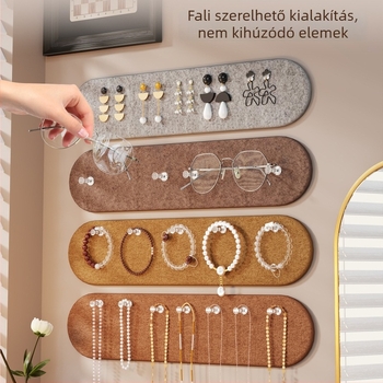 Falra szerelhető ékszerendező filc táblával, 4 szintes, sokoldalú tároló nyakláncok és karkötők számára
