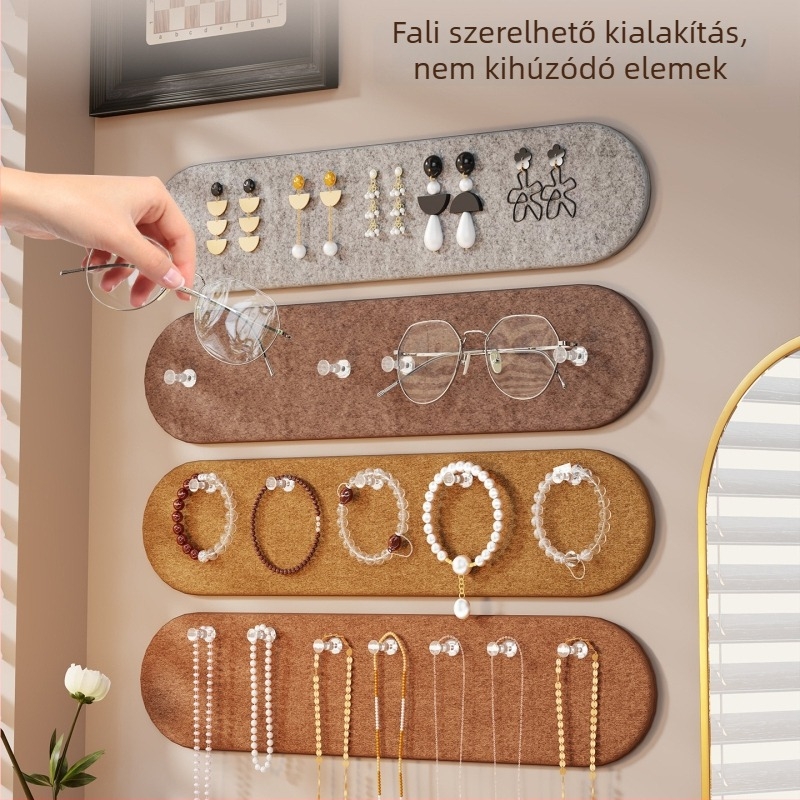 Falra szerelhető ékszerendező filc táblával, 4 szintes, sokoldalú tároló nyakláncok és karkötők számára