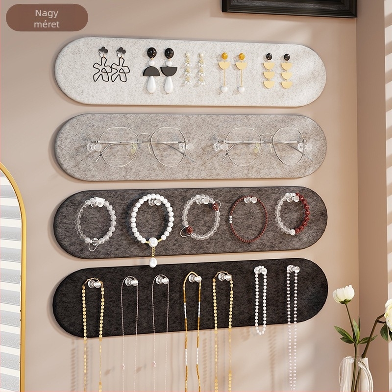 Falra szerelhető ékszerendező filc táblával, 4 szintes, sokoldalú tároló nyakláncok és karkötők számára