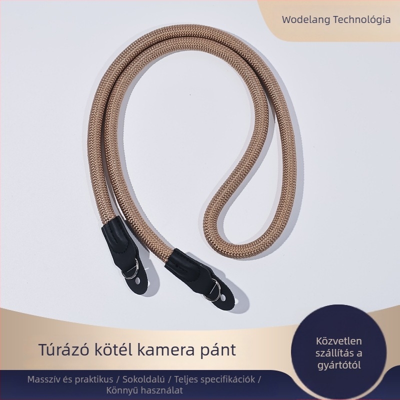 Kamera nyakpánt, hegymászati kötele nylonból, kézzel készített, Wodelang Technology márka, uniszex, halterneck dizájn, fém csat