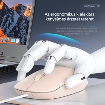 Vezetékes egér asztali számítógéphez USB-vel, 1600dpi, 3 gomb, 1.5 m kábel, ergonómikus