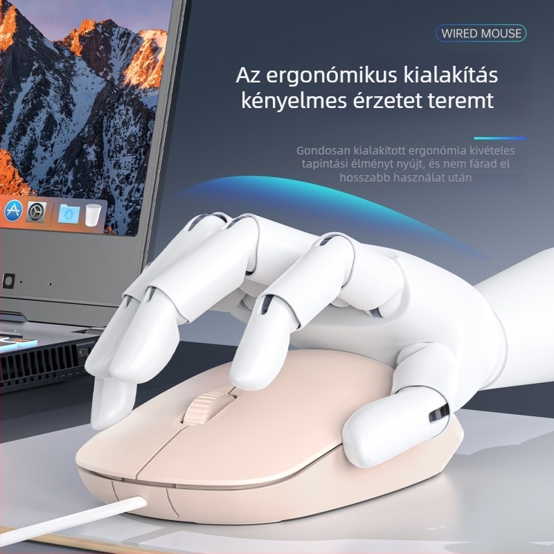 Vezetékes egér asztali számítógéphez USB-vel, 1600dpi, 3 gomb, 1.5 m kábel, ergonómikus