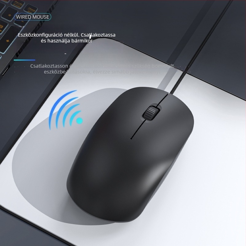 Vezetékes egér asztali számítógéphez USB-vel, 1600dpi, 3 gomb, 1.5 m kábel, ergonómikus