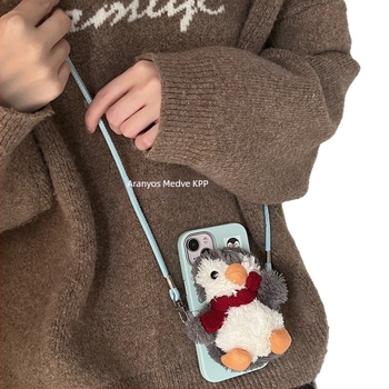 Mobiltelefon zsinóros nyakpánt, levehető állítható pánttal, kézzel készített, műanyag csat, Warm and soft márka