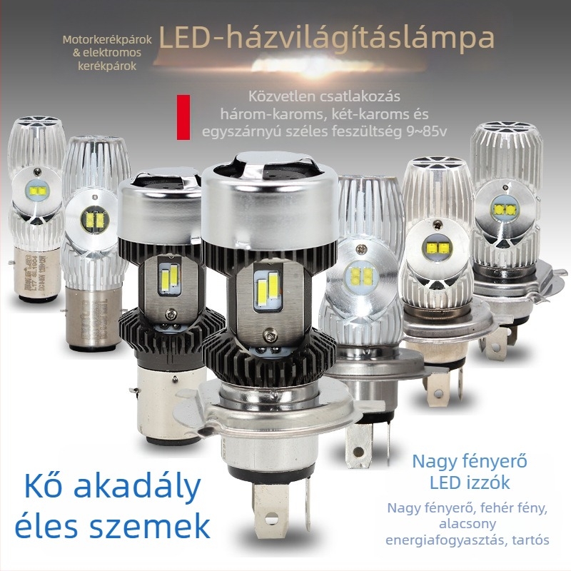 Alumínium házú motorkerékpár LED fényszóró, 12–85V, 12/14/16/35W, elülső izzó, kompatibil motorkerékpárokkal és elektromos járművekkel, modellek L9E, V2, L18, L17