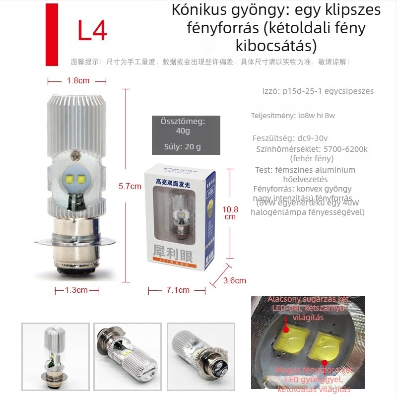 Alumínium házú motorkerékpár LED fényszóró, 12–85V, 12/14/16/35W, elülső izzó, kompatibil motorkerékpárokkal és elektromos járművekkel, modellek L9E, V2, L18, L17