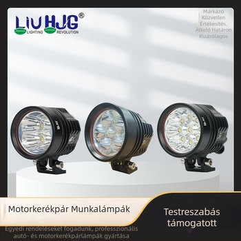 Motorkerékpár LED fényszóró teleszkóposan állítható csővel és külső lézerágyúval, IP68, 20–45W, 12–80V, univerzális kompatibilitás, élettartam 30 000 óra