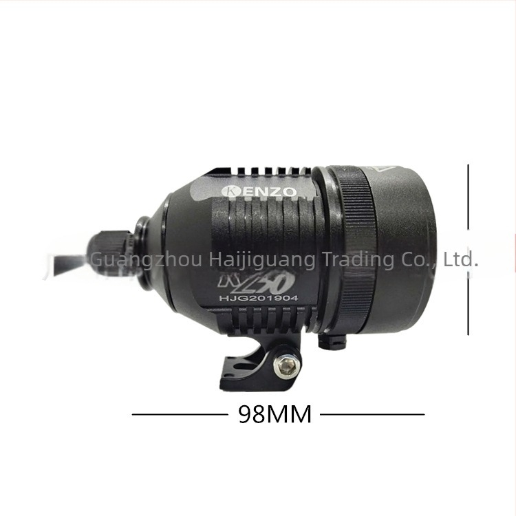 Motorkerékpár LED fényszóró teleszkóposan állítható csővel és külső lézerágyúval, IP68, 20–45W, 12–80V, univerzális kompatibilitás, élettartam 30 000 óra