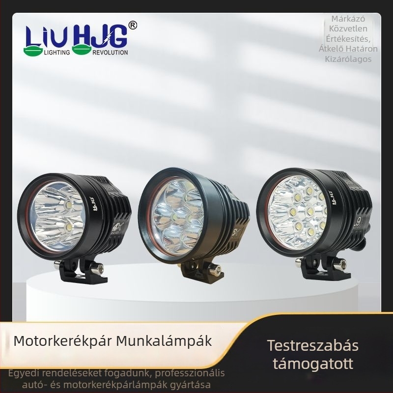 Motorkerékpár LED fényszóró teleszkóposan állítható csővel és külső lézerágyúval, IP68, 20–45W, 12–80V, univerzális kompatibilitás, élettartam 30 000 óra