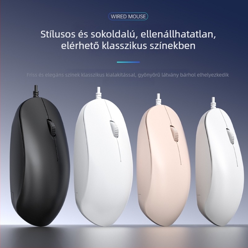 Optikai USB egér, vezetékes 1600dpi, 3 gombos, kompatibil notebookokkal és asztali számítógépekkel