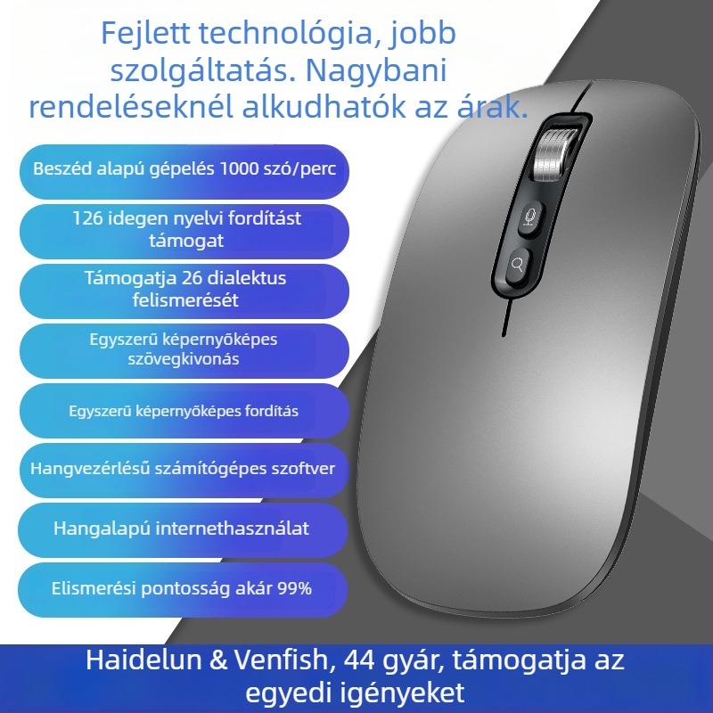 AI okos egér M108, 5 gombos, 1600 DPI optikai, vezeték nélküli, Plug-and-Play