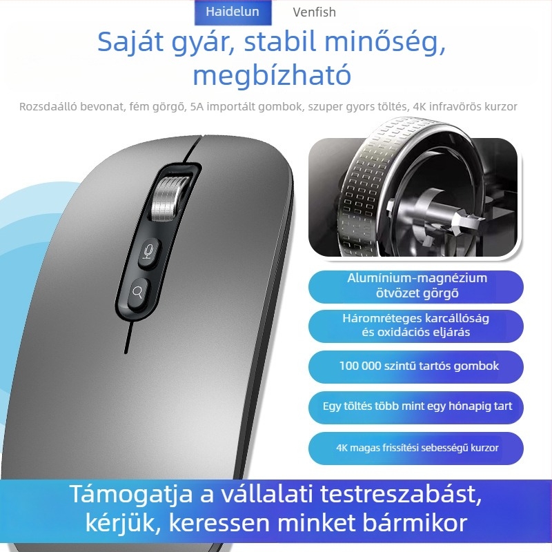 AI okos egér M108, 5 gombos, 1600 DPI optikai, vezeték nélküli, Plug-and-Play