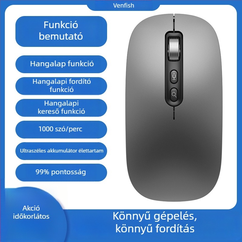 AI okos egér M108, 5 gombos, 1600 DPI optikai, vezeték nélküli, Plug-and-Play