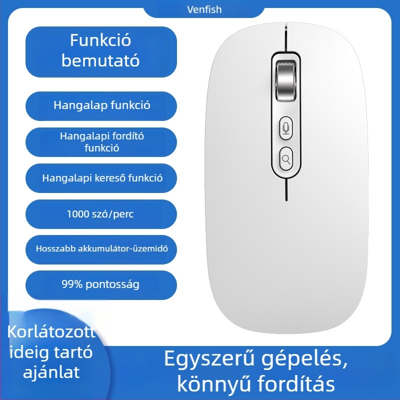 AI okos egér M108, 5 gombos, 1600 DPI optikai, vezeték nélküli, Plug-and-Play