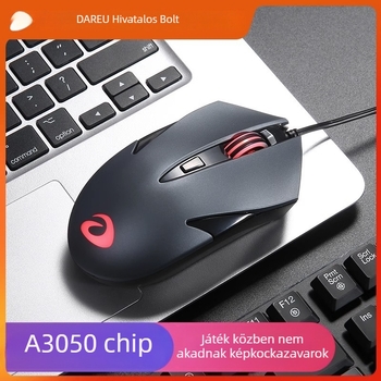 Daryou vezetékes egér, USB interfész, 6 gomb, 1,8 m kábel, ergonómikus optikai szenzor