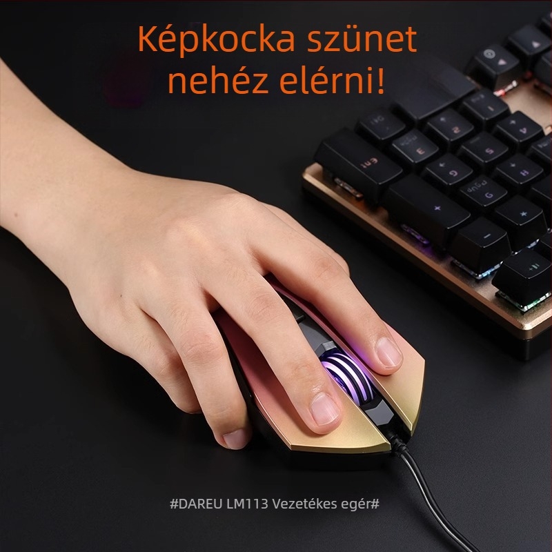 Daryou vezetékes egér, USB interfész, 6 gomb, 1,8 m kábel, ergonómikus optikai szenzor