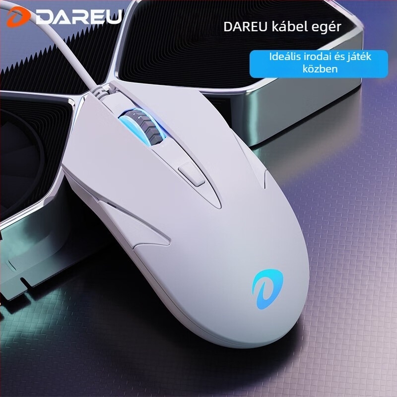 Daryou vezetékes egér, USB interfész, 6 gomb, 1,8 m kábel, ergonómikus optikai szenzor