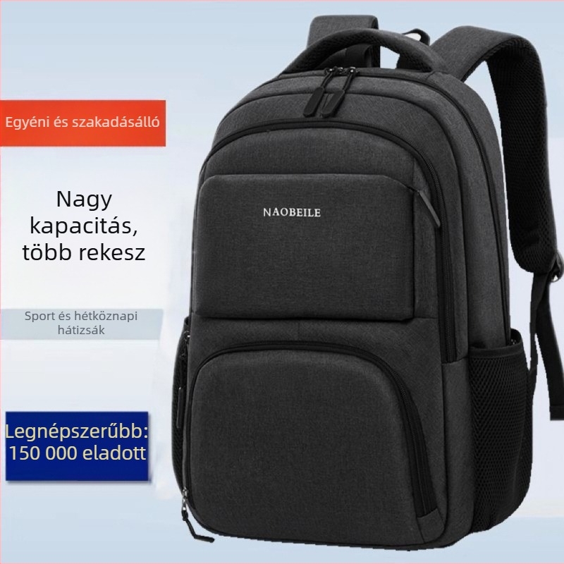 Uniszex üzleti utazáshoz hátizsák – tartós poliészter, kopásálló, levegő párnás vállpántok