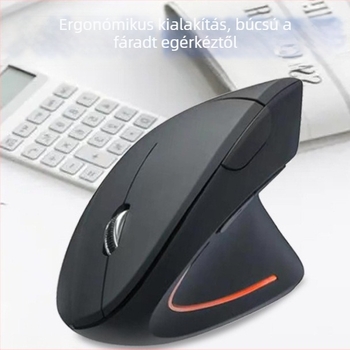 Függőleges újratölthető optikai egér USB 2.4GHz vezeték nélküli, 1600 DPI, 6 gomb, négyirányú görgő