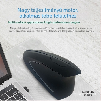 Függőleges újratölthető optikai egér USB 2.4GHz vezeték nélküli, 1600 DPI, 6 gomb, négyirányú görgő